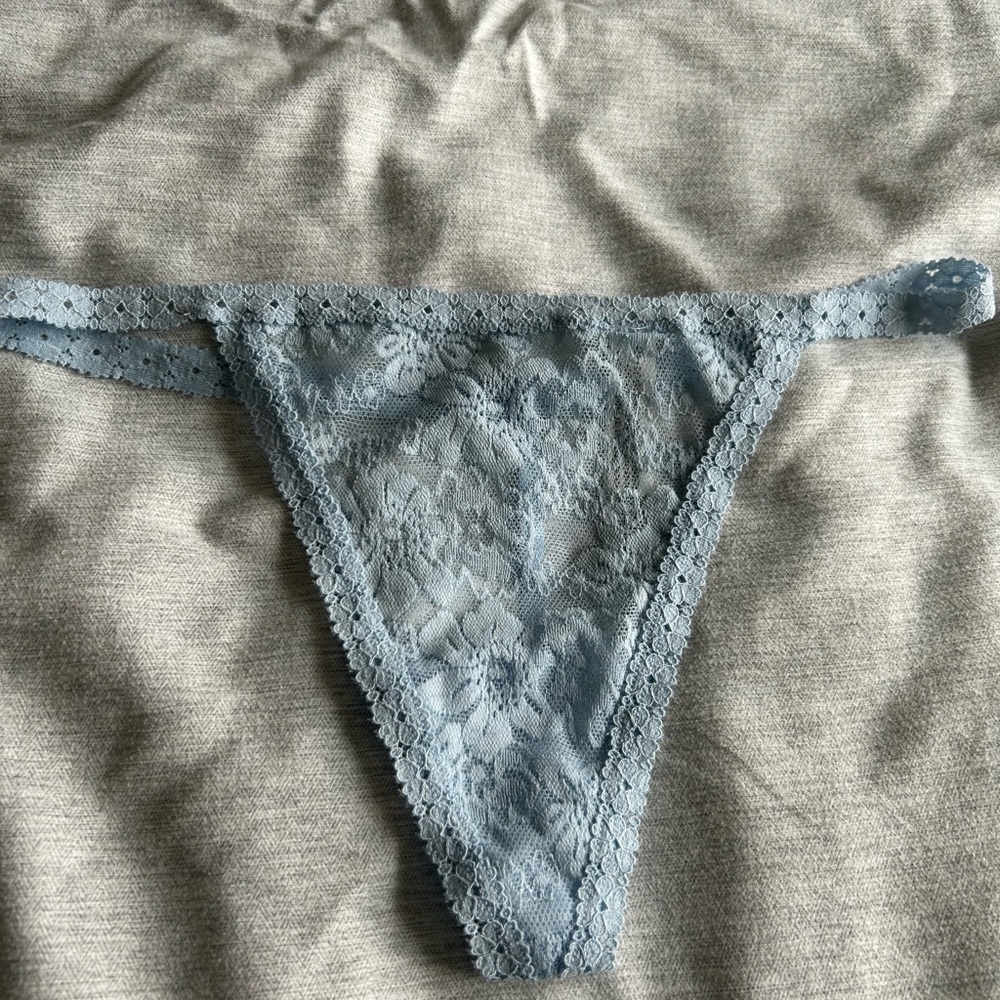 PINK Victoria's Secret Lace Detail Panty in Soft Blue